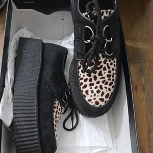 Underground Black and Leopard Print Platform Shoes